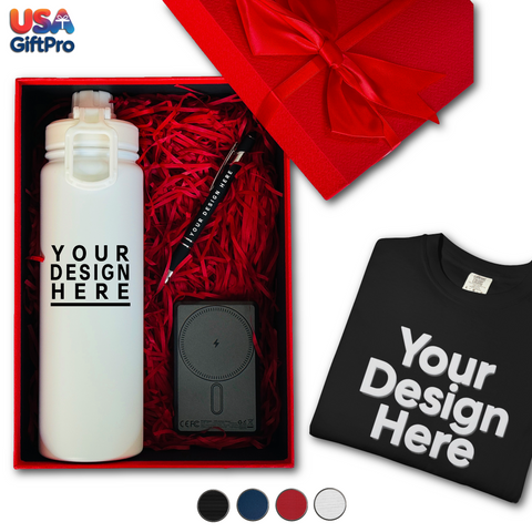 Premium personalized company event gift set usa with branded packaging