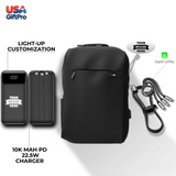 Premium Tech Customizable Backpack Gift Set – Includes Backpack, 10,000mAh Power Bank & 3-in-1 Charging Cable BX-6