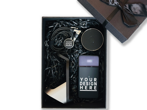 Essential Tech Customizable Charging Kit – Includes Power Bank, Speaker, Dock & 3-in-1 Cable CB-26