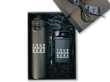 Premium Black Customizable Gift Set – Insulated Thermos, Fast-Charge Power Bank, and Metal Pen CB-1
