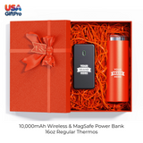 Corporate Customizable Gift Box – Includes 10,000mAh Wireless MagSafe Power Bank & 16oz Regular Thermos GB-13