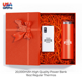 Corporate Customizable Gift Box – Includes 20,000mAh Power Bank & 16oz Regular Thermos GB-19