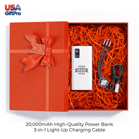 Corporate Customizable Gift Box – Includes 20,000mAh Power Bank & 3-in-1 Charging Cable GB-1