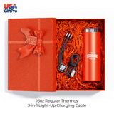 Corporate Customizable Gift Box – Includes 16oz Regular Thermos & 3-in-1 Charging Cable GB-8