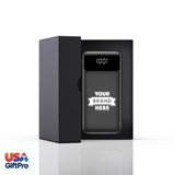 Customizable Black 10,000mAh Portable Charger – Built-in USB-C & iOS Cables, 22.5W PD Fast Charging