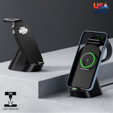 Customizable 15W 3-in-1 Wireless Charging Dock – Laser Engraved, Vertical & Horizontal Compatible