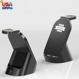 Customizable 15W 3-in-1 Wireless Charging Dock – Laser Engraved, Vertical & Horizontal Compatible
