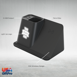 Customizable Desk Organizer with 10W Wireless Charger & Dual USB Outputs