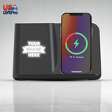 Customizable Desk Organizer with 10W Wireless Charger & Dual USB Outputs